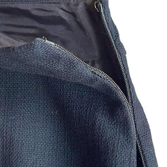 VTG Harold’s White Floral Embroidery Contrast Black Summer Cotton Tweed Skirt - Picture 11 of 15